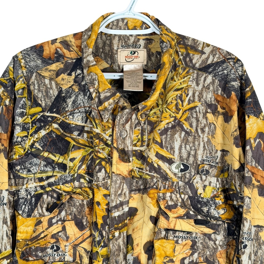 Mossy Oak Treklite Shirt Mens 2XL Camo Obsession Nylon Long Sleeve Button Up